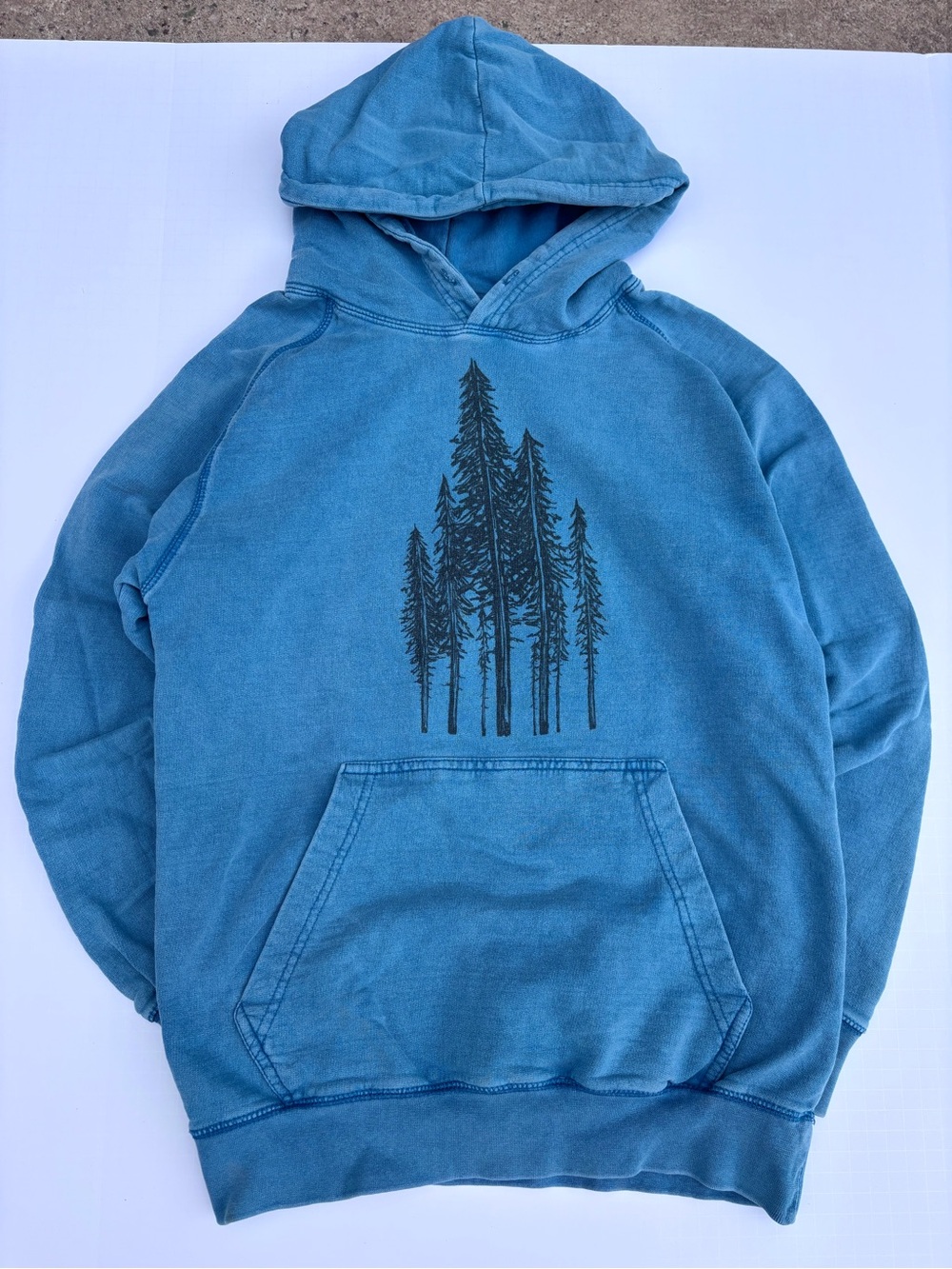 Lane Seven- Blue Pullover Hoodie with Forest Graphic